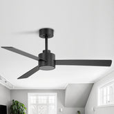 52-inch 3-Blade Ceiling Fan with Remote without Light, 5" and 10" Downrods Included